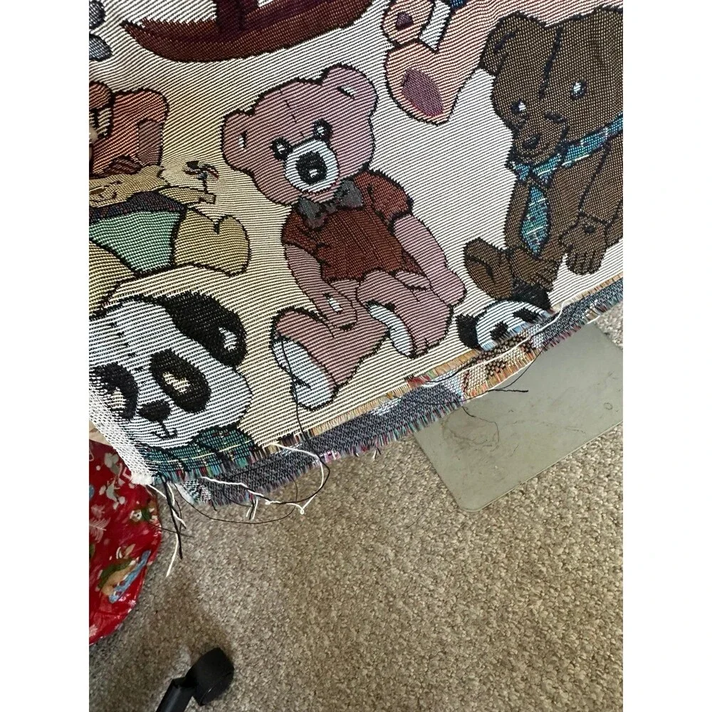 Vintage 80s 90s Small DIY Teddy Bears Tapestry Brocade Scrap Remnant Material